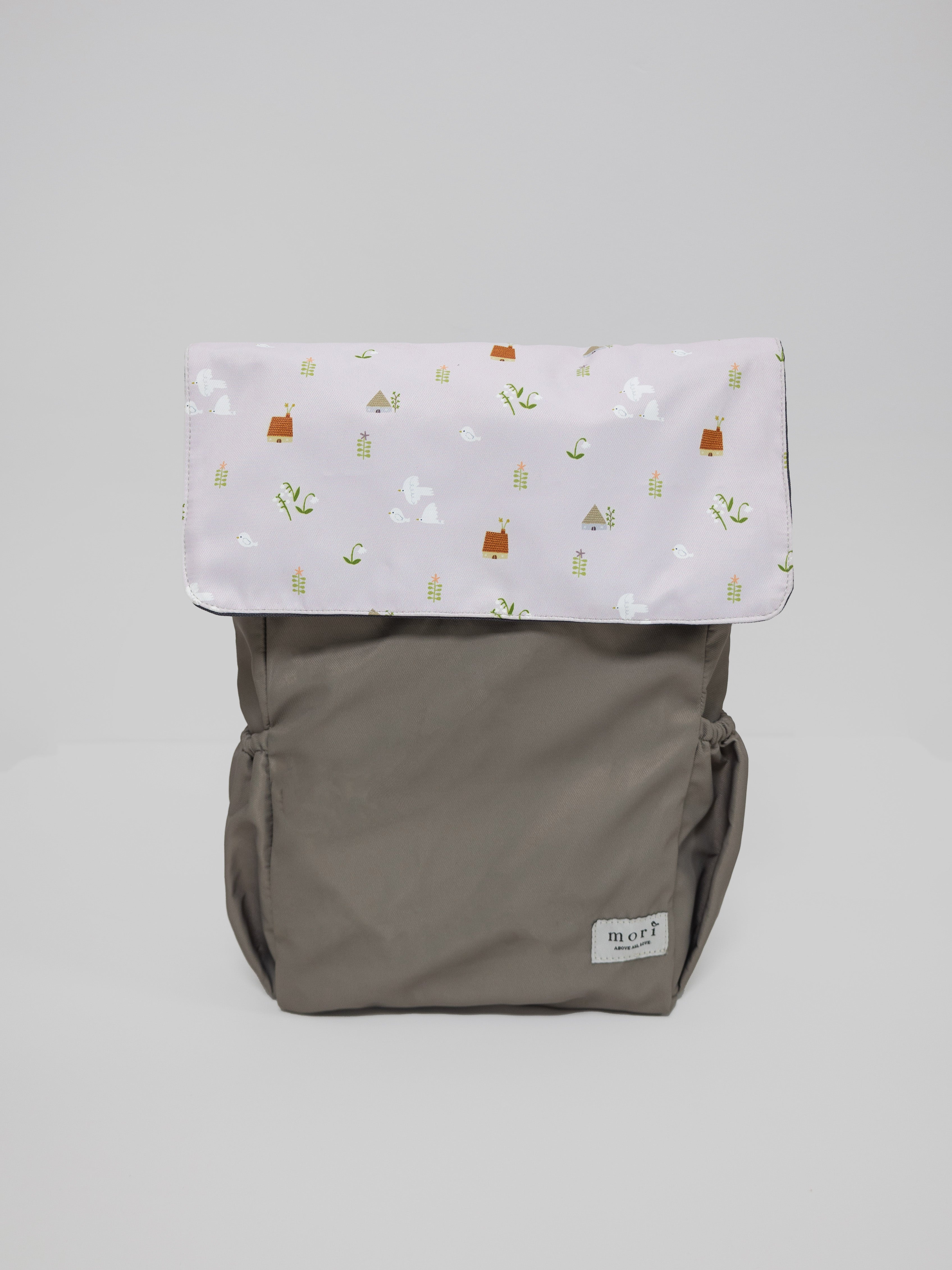 {{Mama's Day Special}} Birds and Lilies Pink Greyish-Green Utility 4-Way Washable Bag 2.0