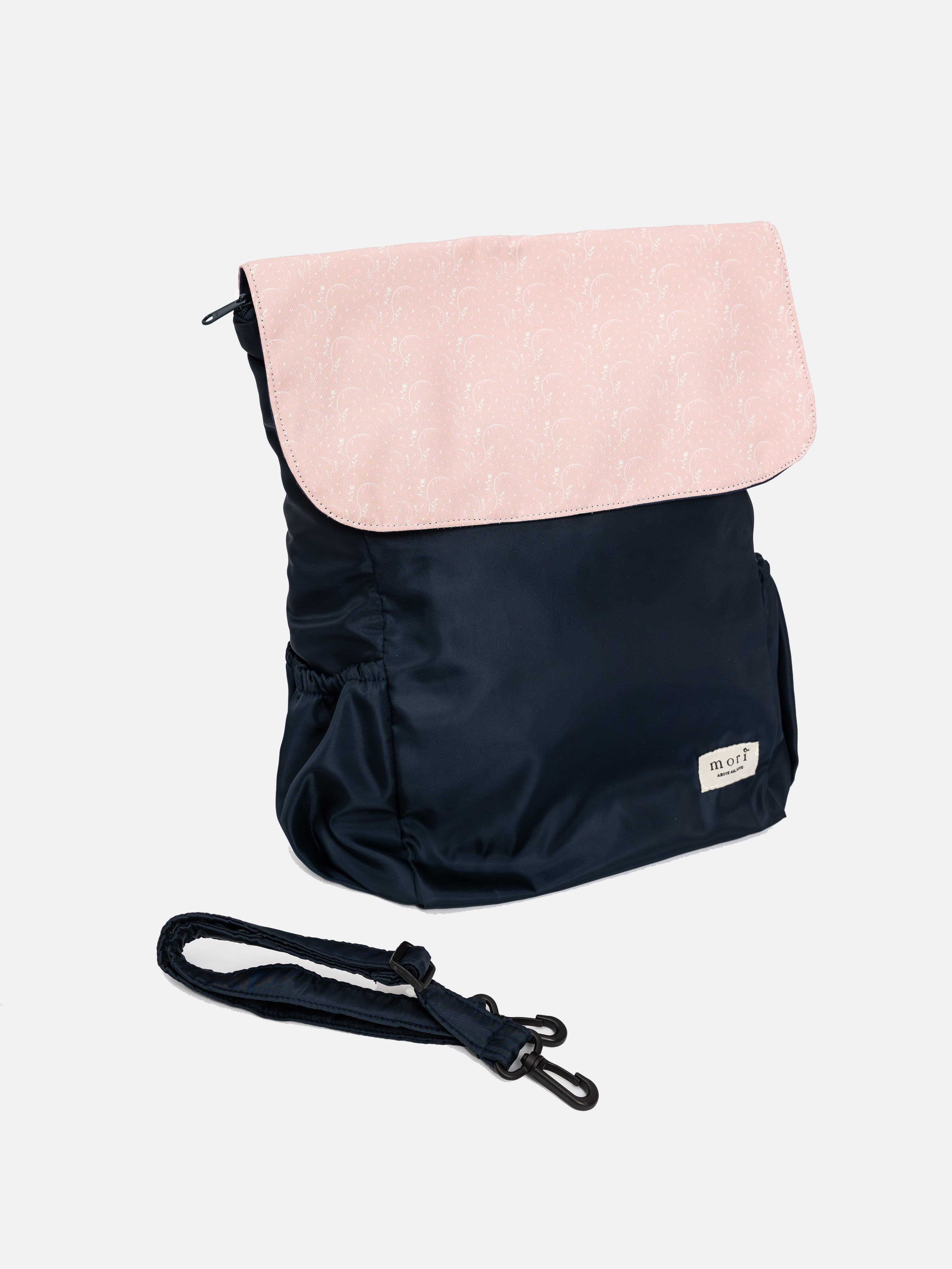 {{ARTDIS x Mori}} Bleeding Hearts Pink Navy Utility 4-Way Washable Bag 2.0