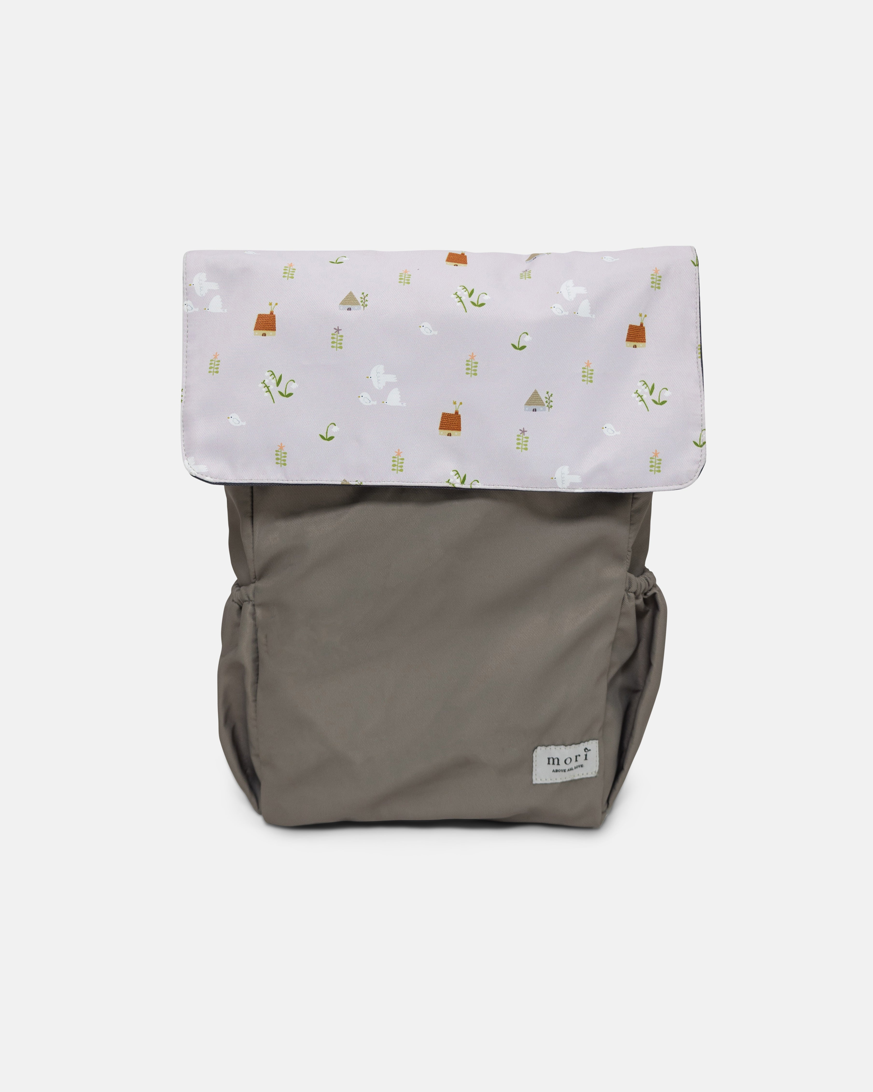 Birds and Lilies Pink Greyish-Green Utility 4-Way Washable Bag 2.0