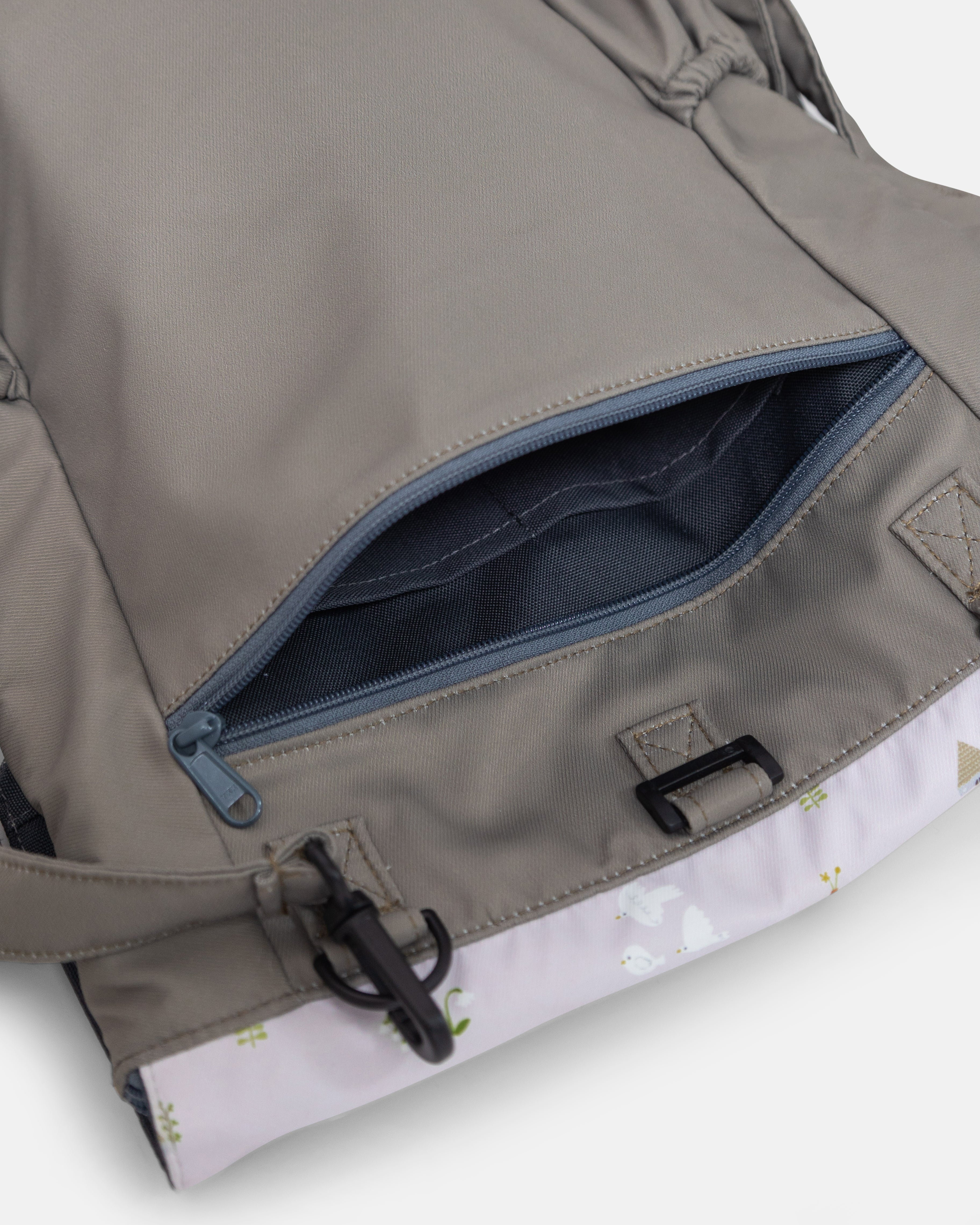 Birds and Lilies Pink Greyish-Green Utility 4-Way Washable Bag 2.0