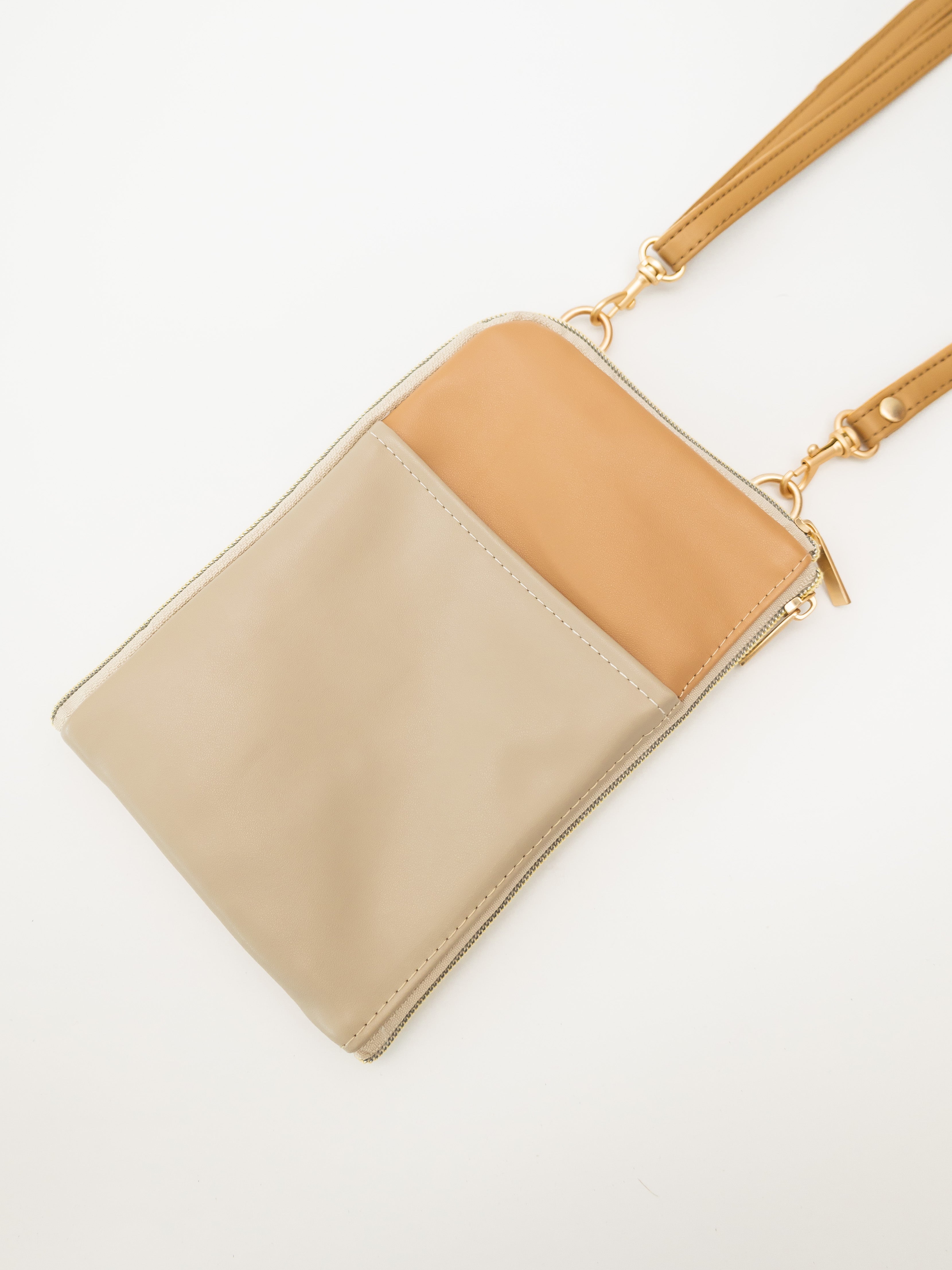 Nude Bone Leather Dual Zip Sling Bag 2.0