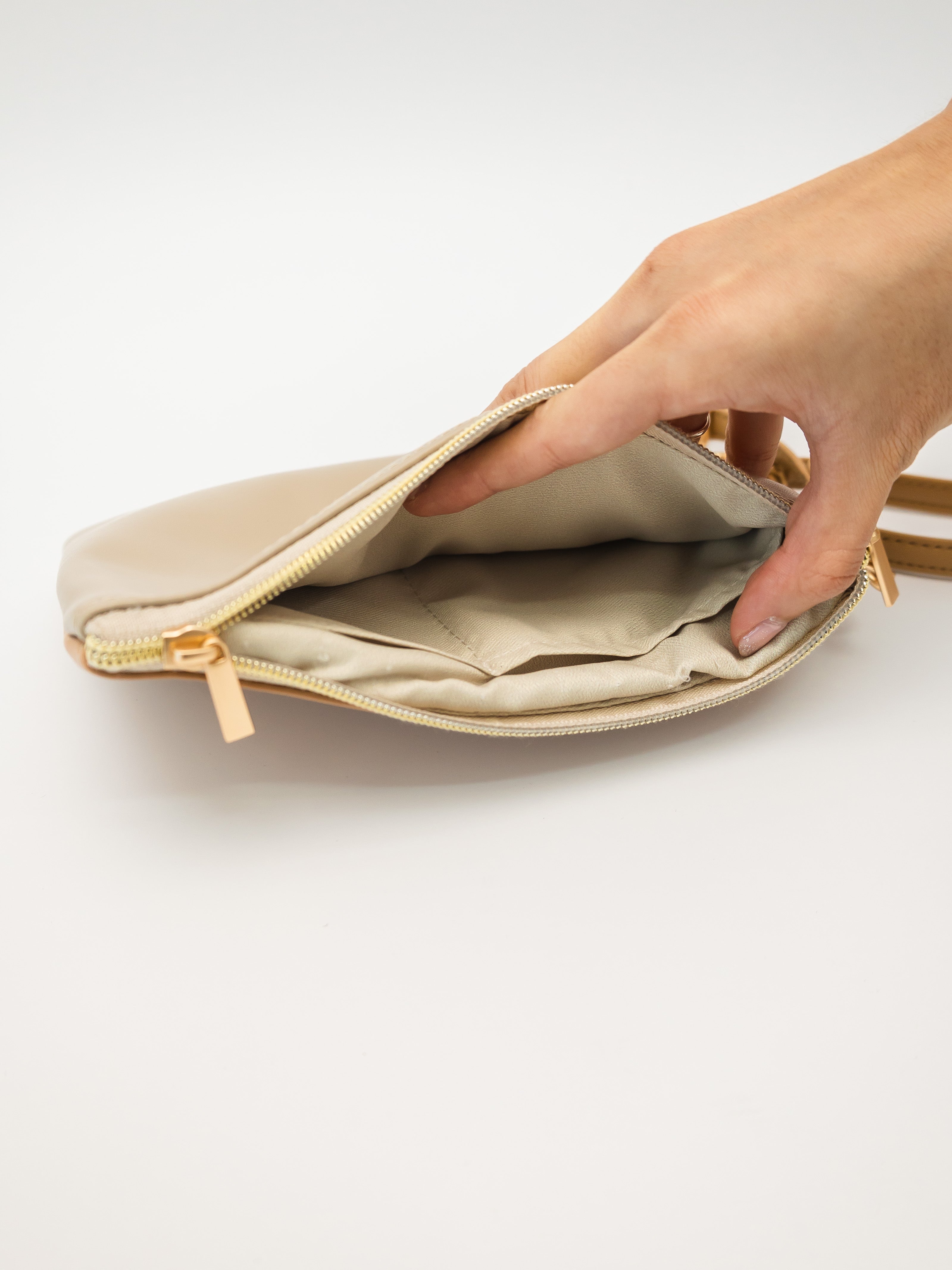 Nude Bone Leather Dual Zip Sling Bag 2.0