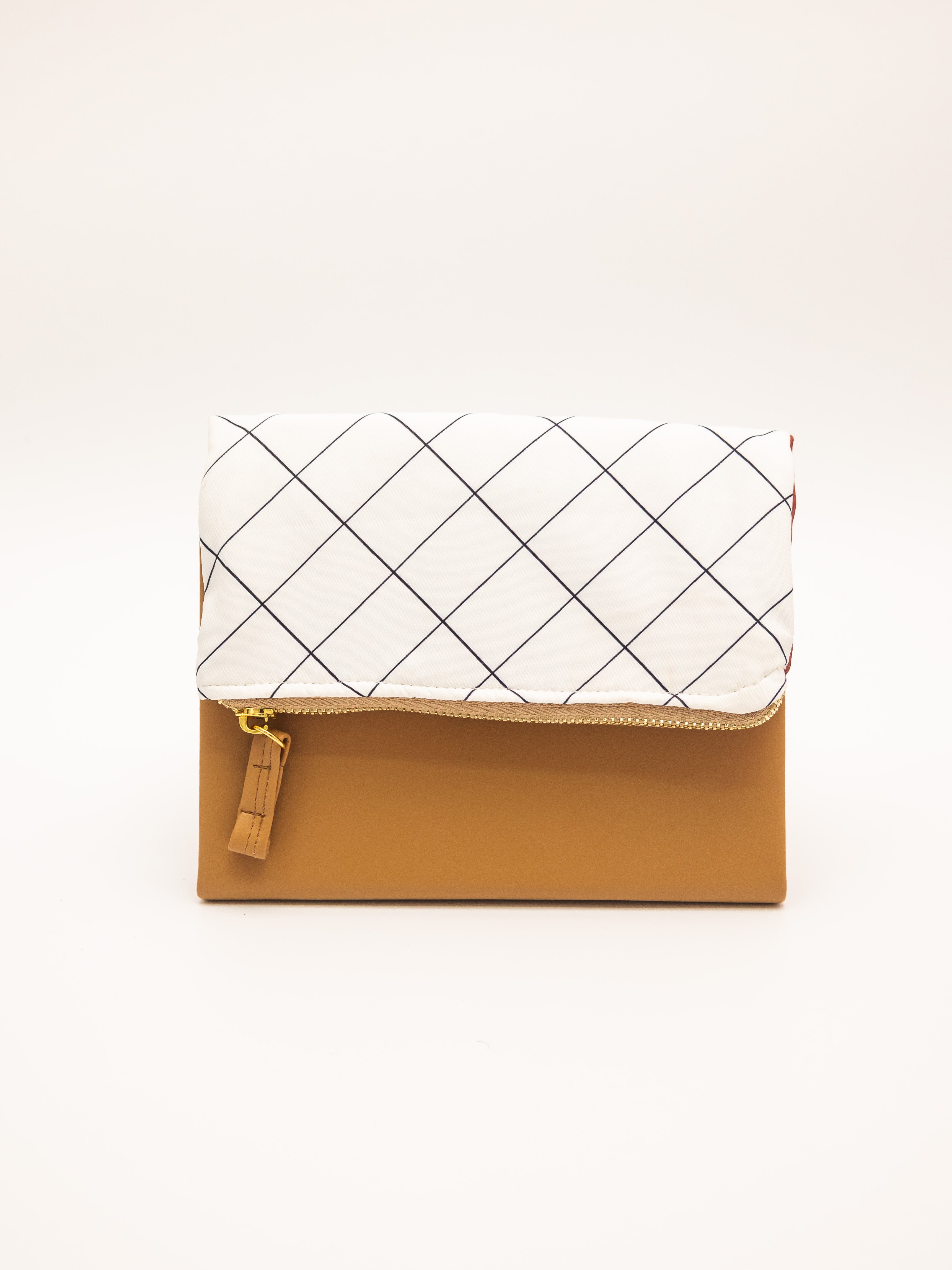 Cream Checkered Brown Pursebook