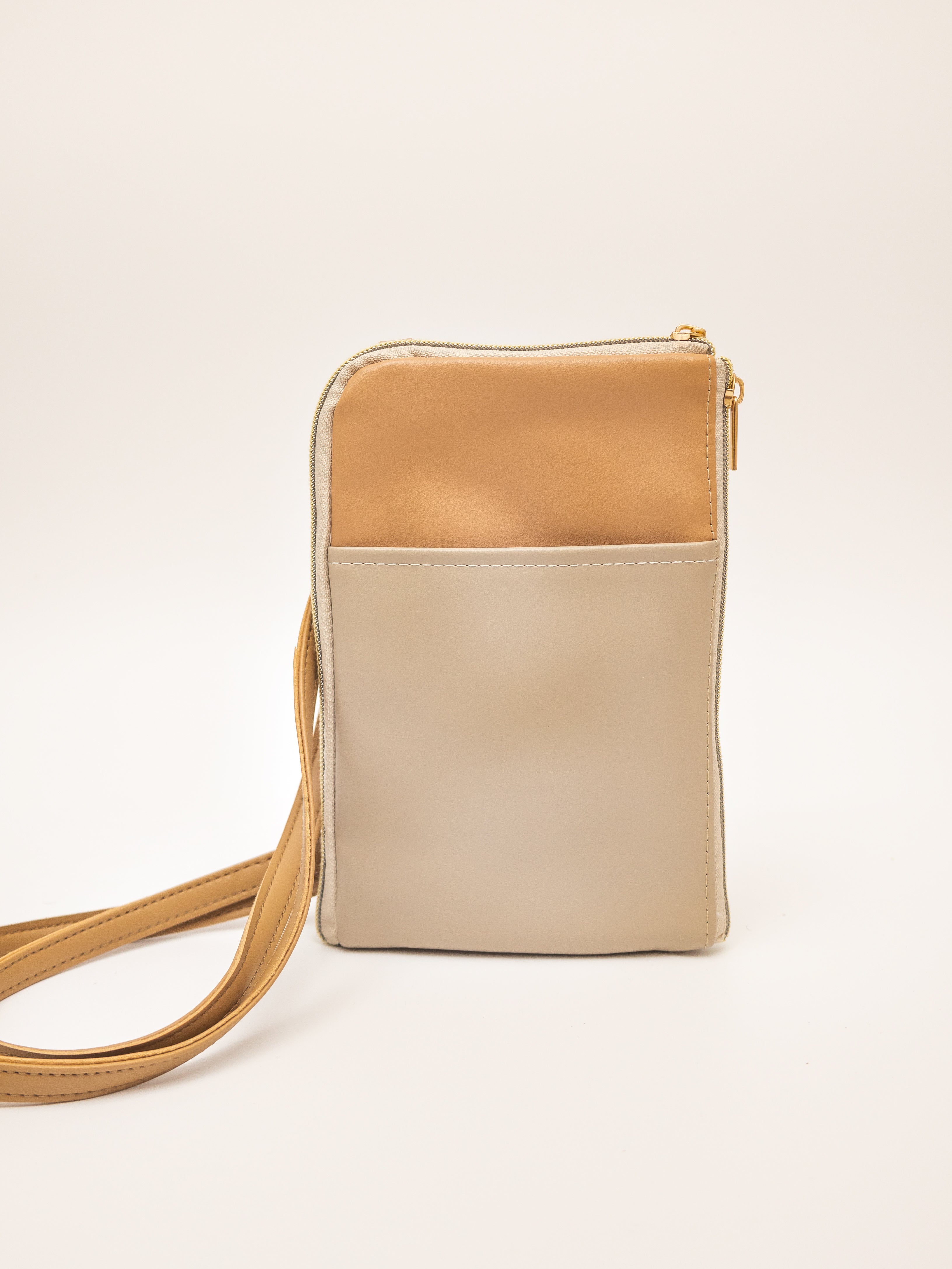 Nude Bone Leather Dual Zip Sling Bag 2.0