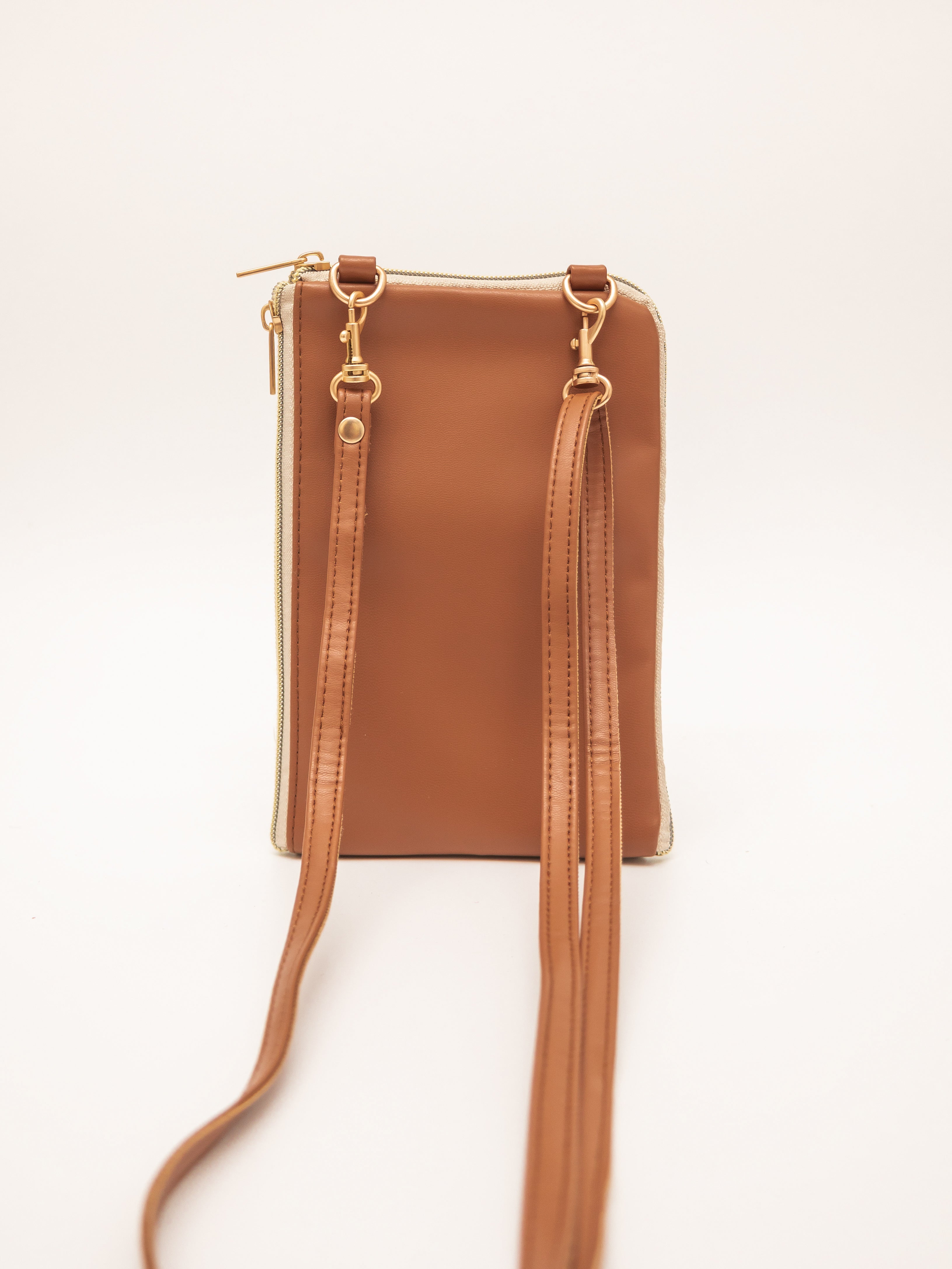 Nude Camel Leather Dual Zip Sling Bag 2.0