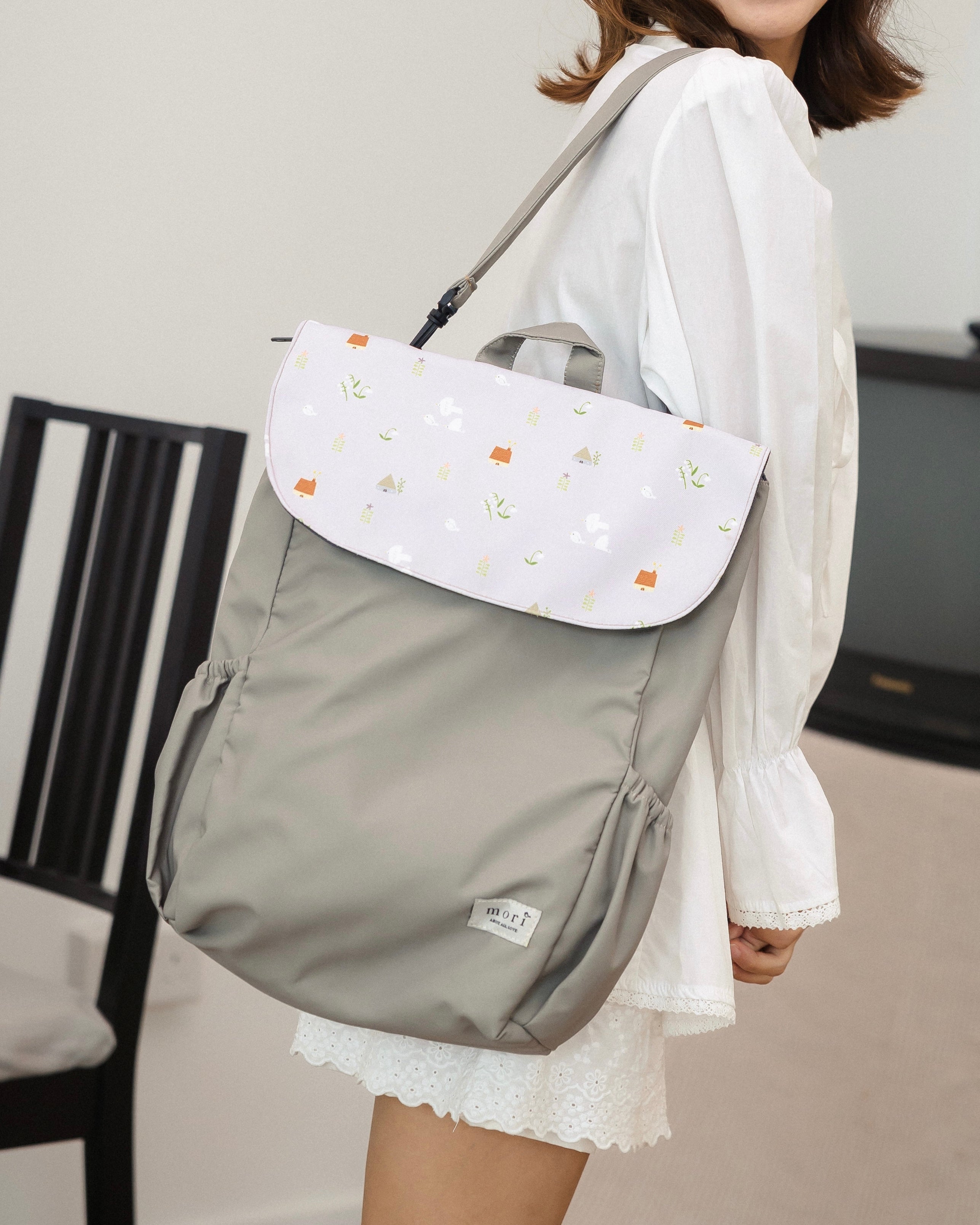 Birds and Lilies Greyish-Green Utility Backpack 3.0
