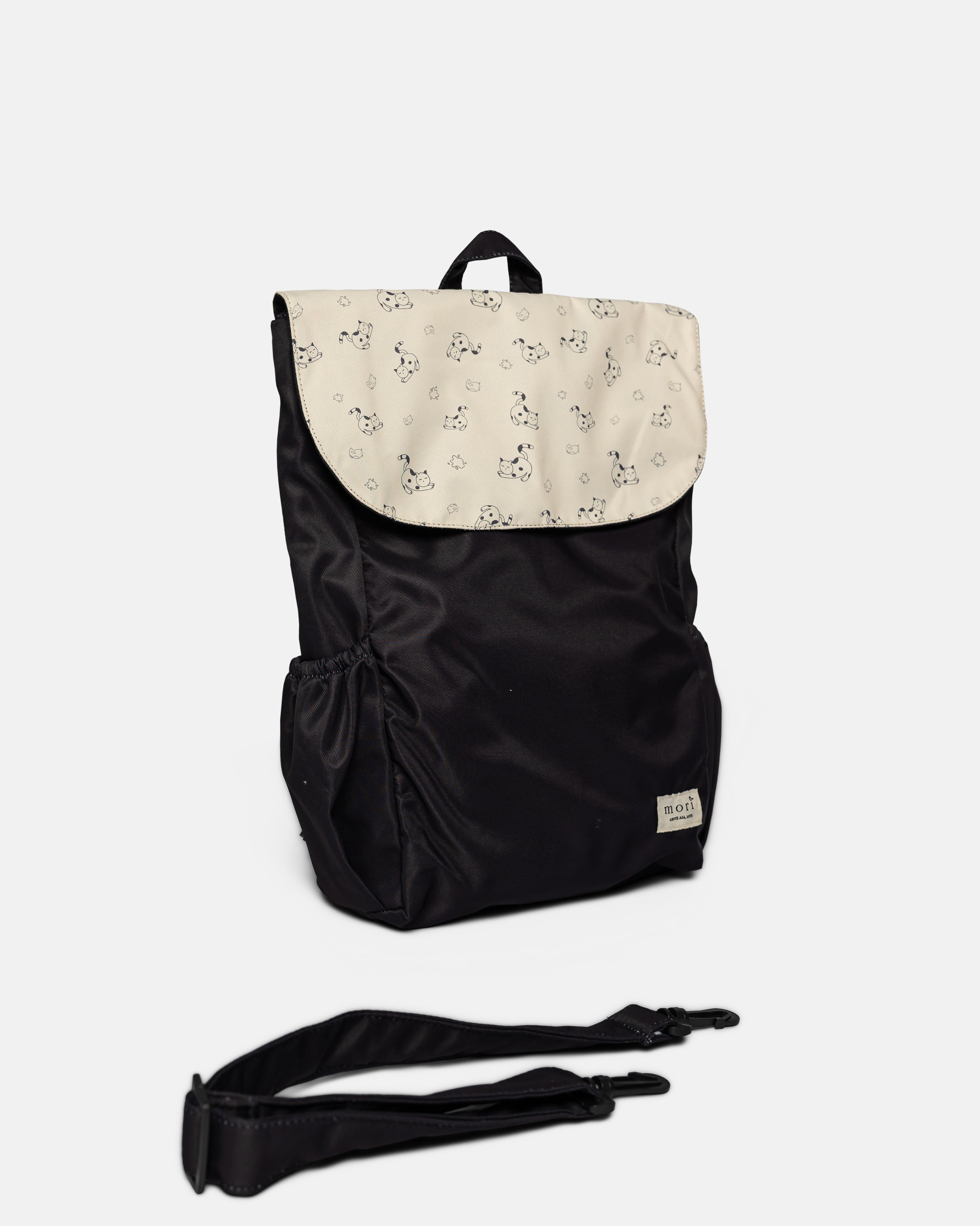 {{ARTDIS x Mori}} Cat & Bird Black Utility Backpack 3.0