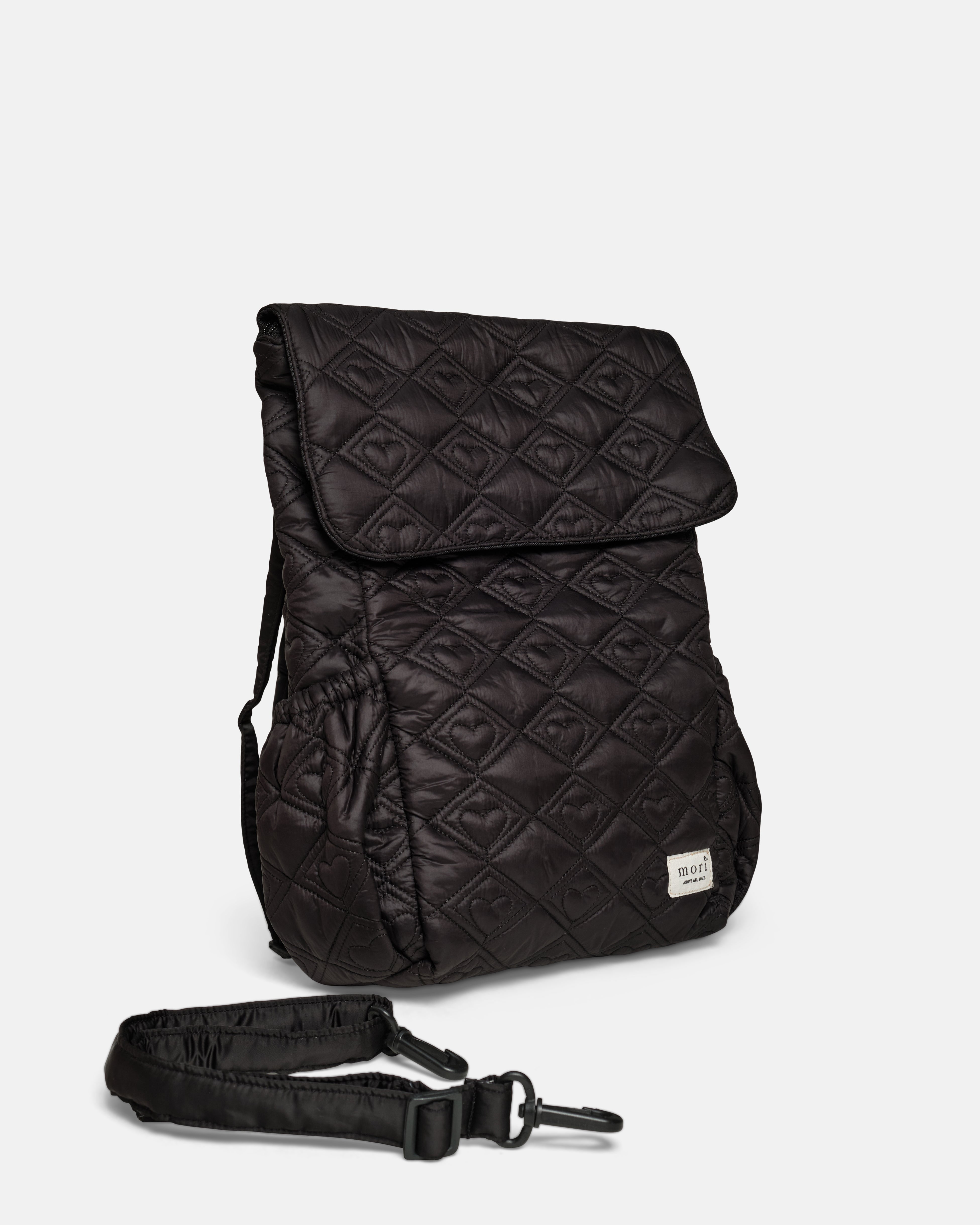Quilted Hearts Black Utility 4-Way Washable Bag 2.0