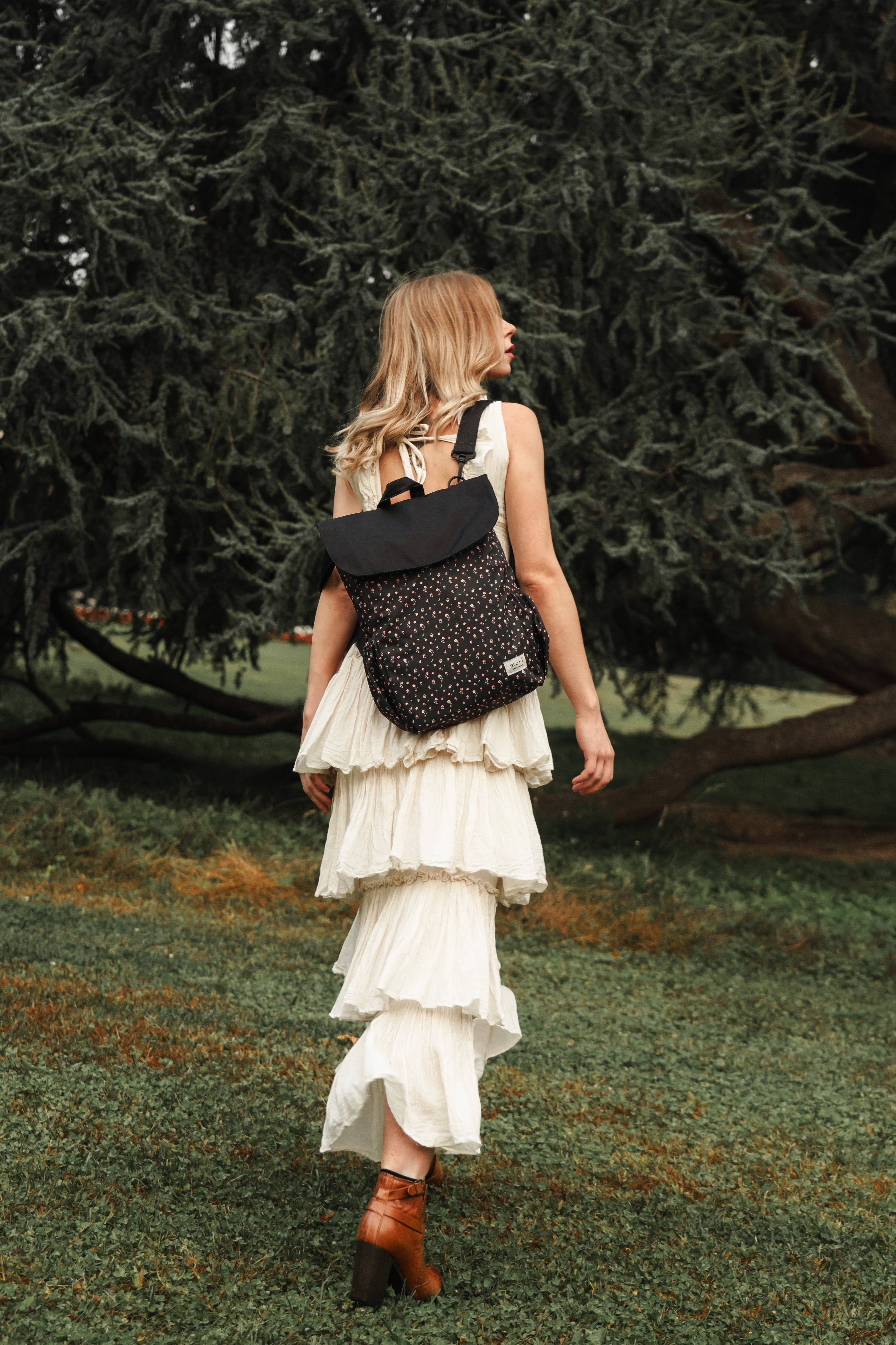 Black Romantic Florals Utility Backpack 3.0