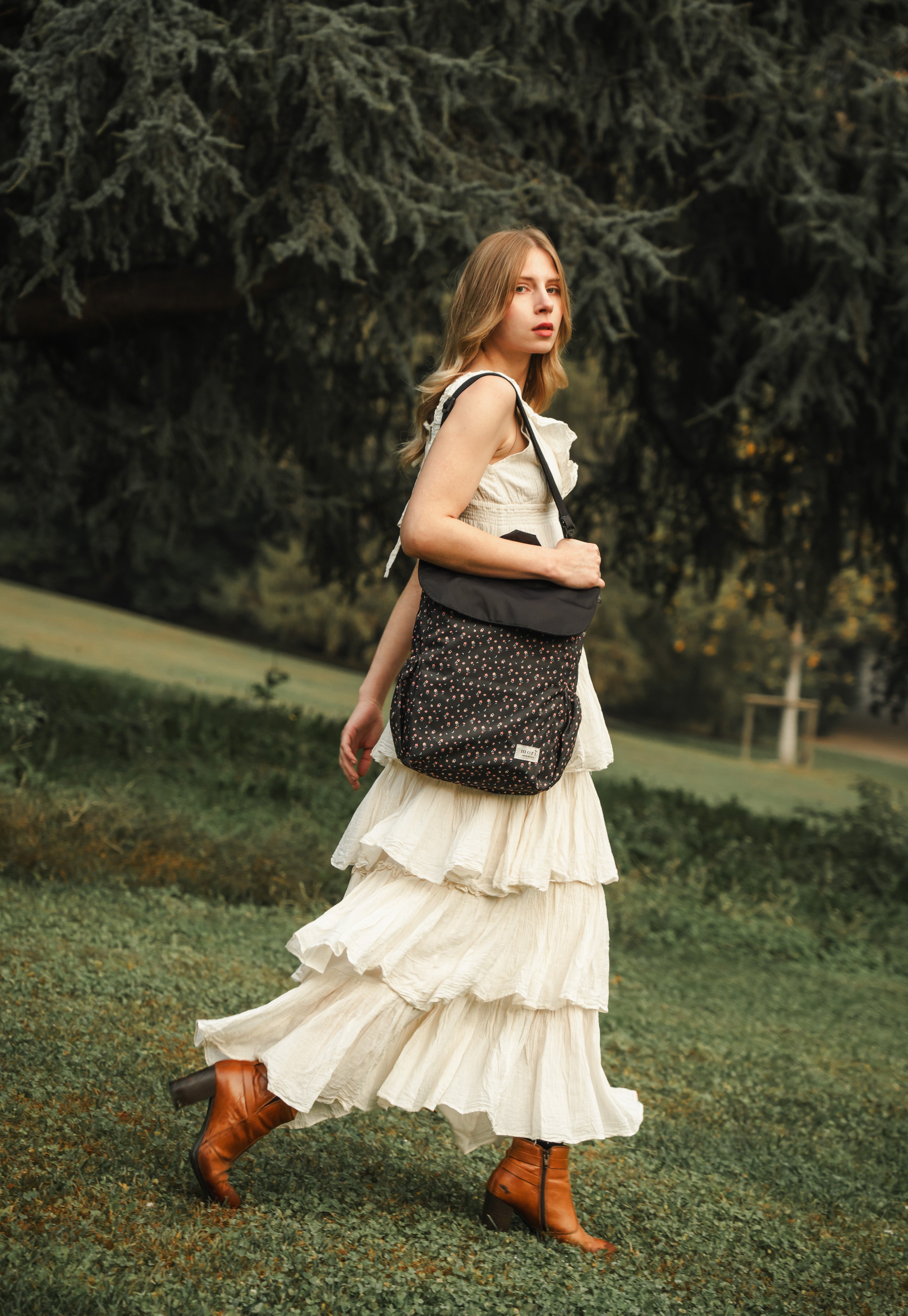 Black Romantic Florals Utility Backpack 3.0