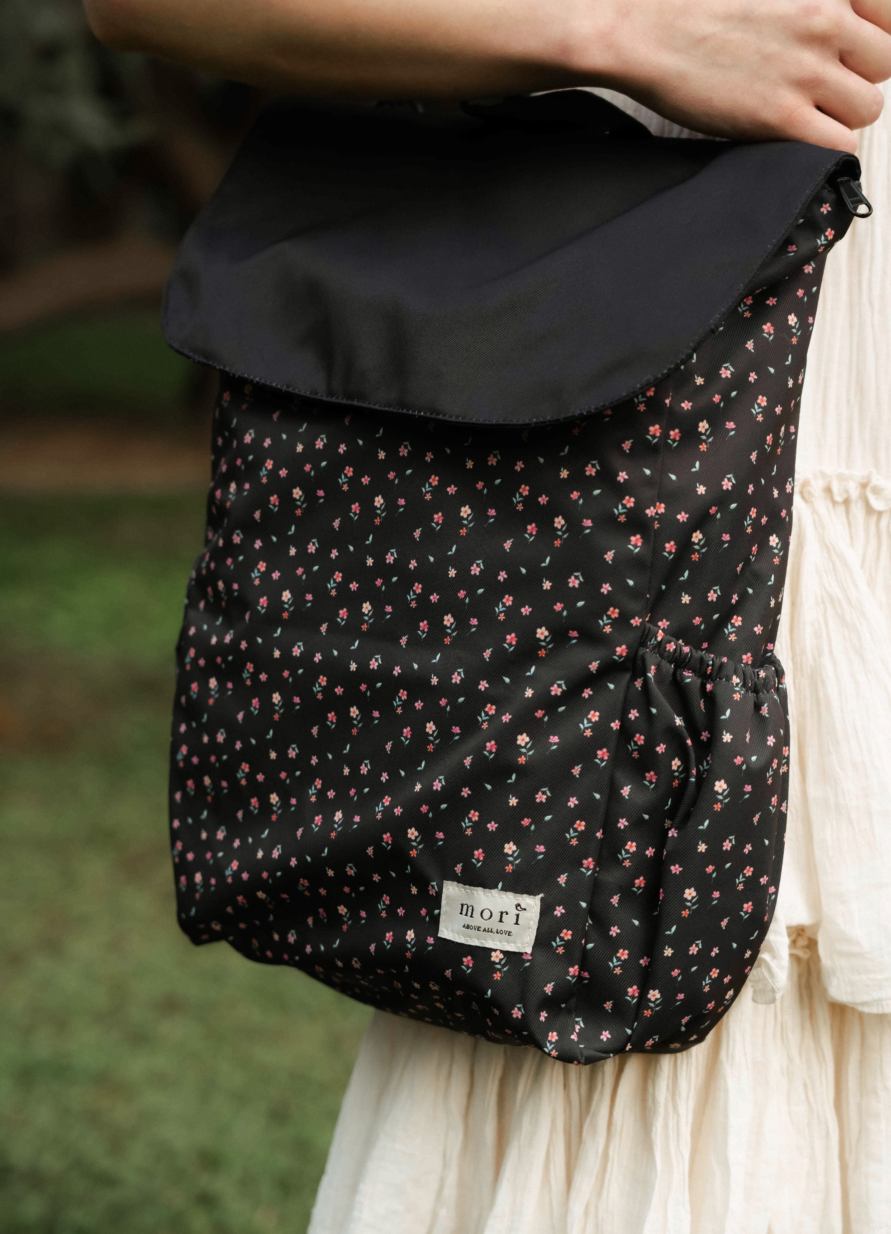 Black Romantic Florals Utility Backpack 3.0