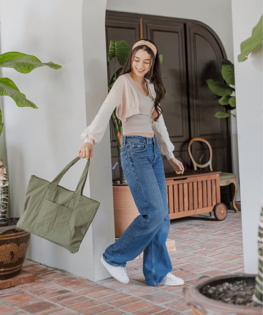 Terrazzo Olive CarryAll Expandable Washable Tote Bag 2.0 Mori Official