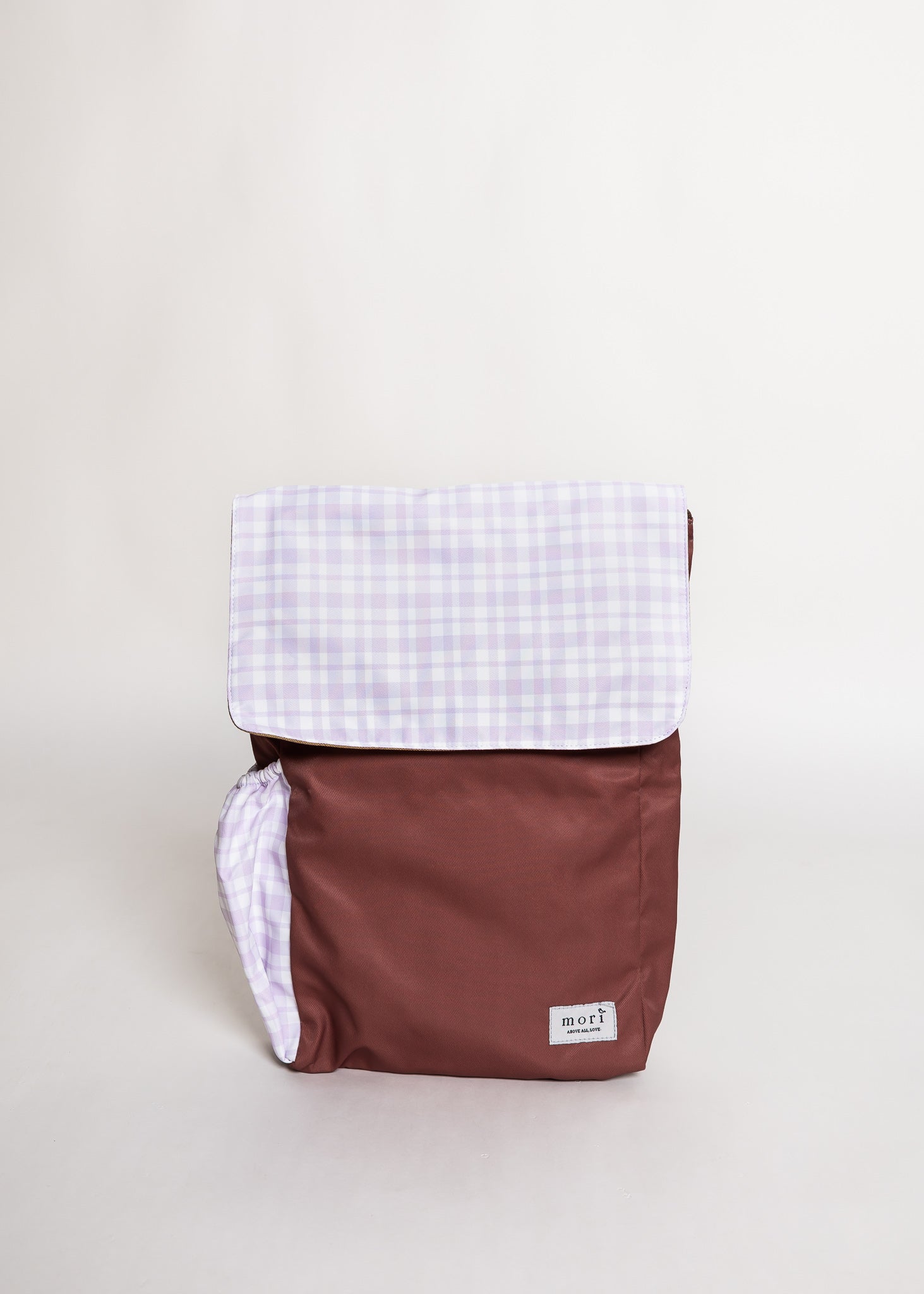 Lilac Gingham Brown Utility 4-Way Washable Bag