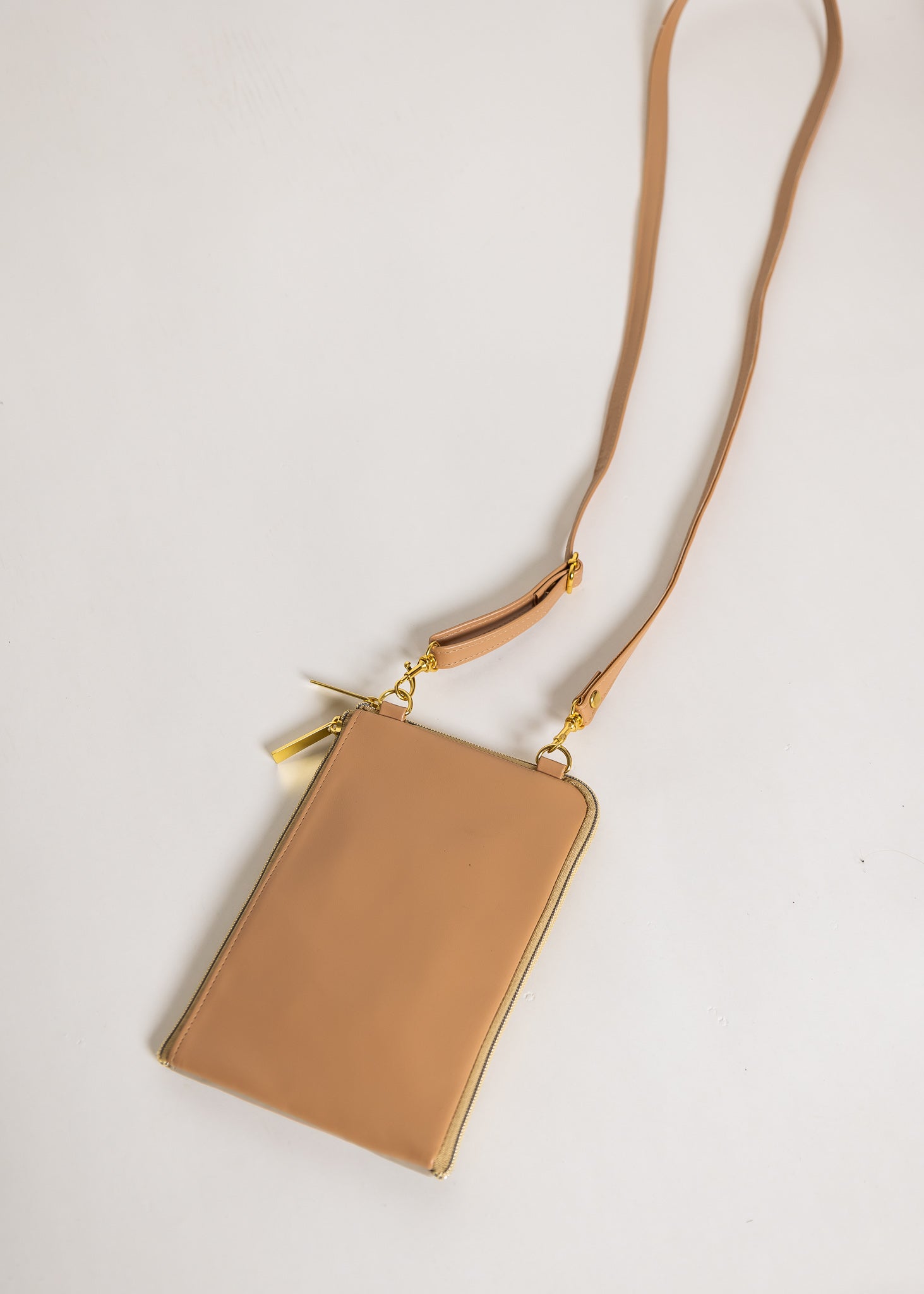 Nude Bone Leather Dual Zip Sling Bag {V2}