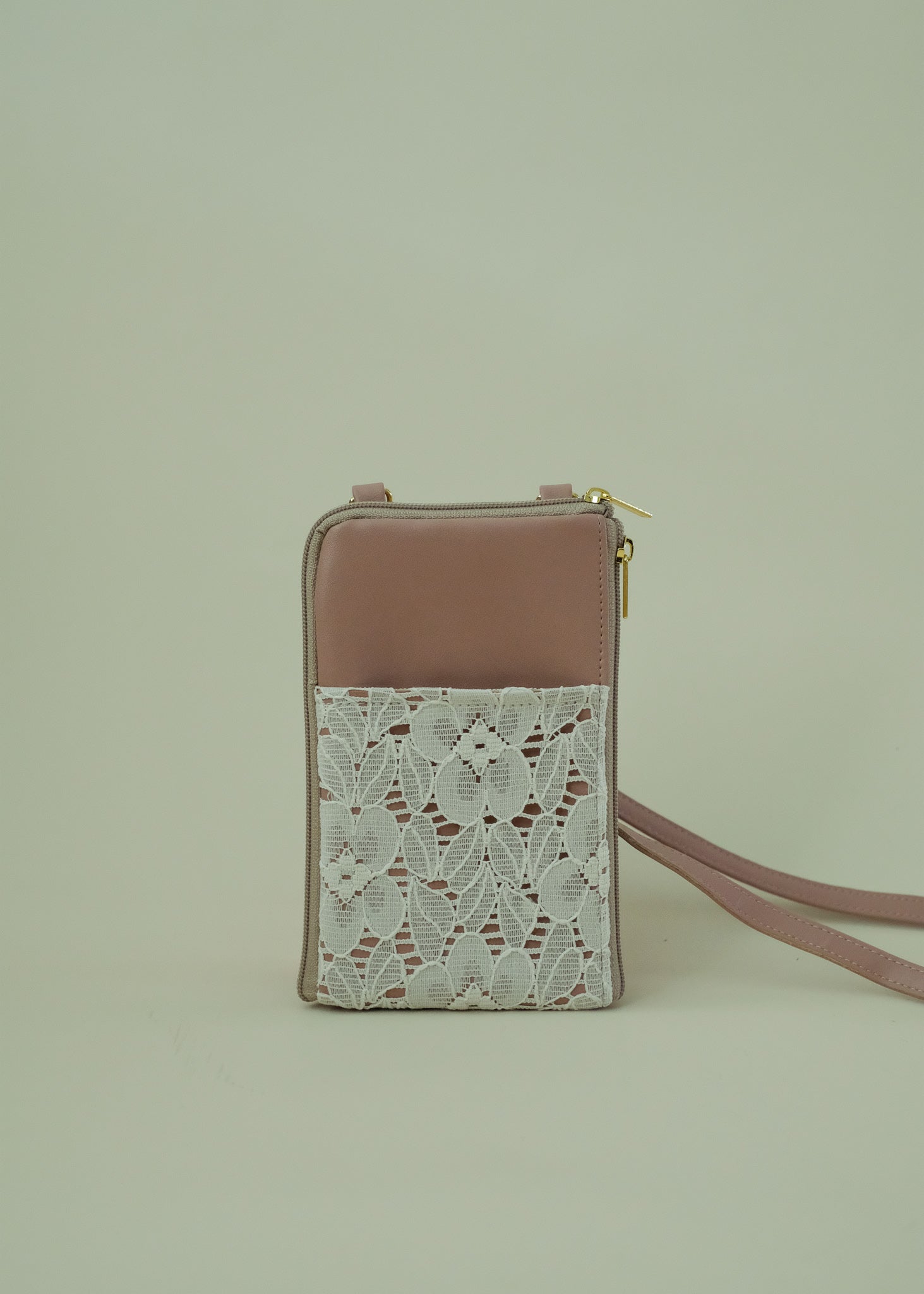 {{V1 Smaller Size}} Lace Vintage Rose Dual Zip Sling Bag